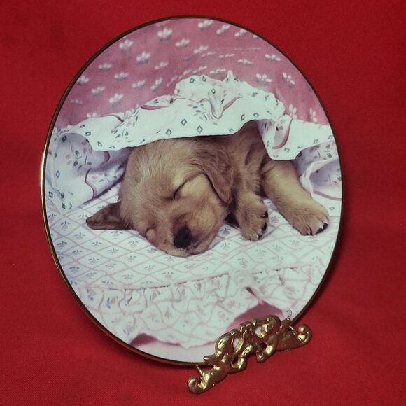 Do Not Disturb Golden Puppy Portraits Plate The Hamilton Collection 1994 - Picture 11 of 11